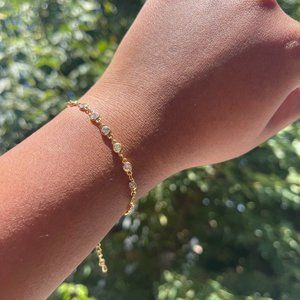 14K Gold Filled CZ Round  Charm Bracelet